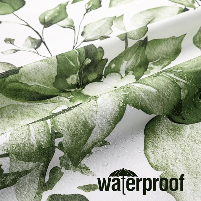 Gibelle Olive Green Eucalyptus Shower Curtain, Watercolor Plant Leaves - Image 3