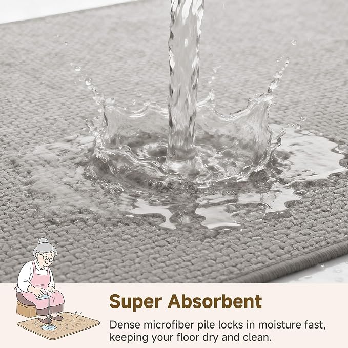 GRANNY SAYS Grey Bathroom Rugs, Soft Chenille Bathroom Mat, Absorbent Bath Mats - Image 5