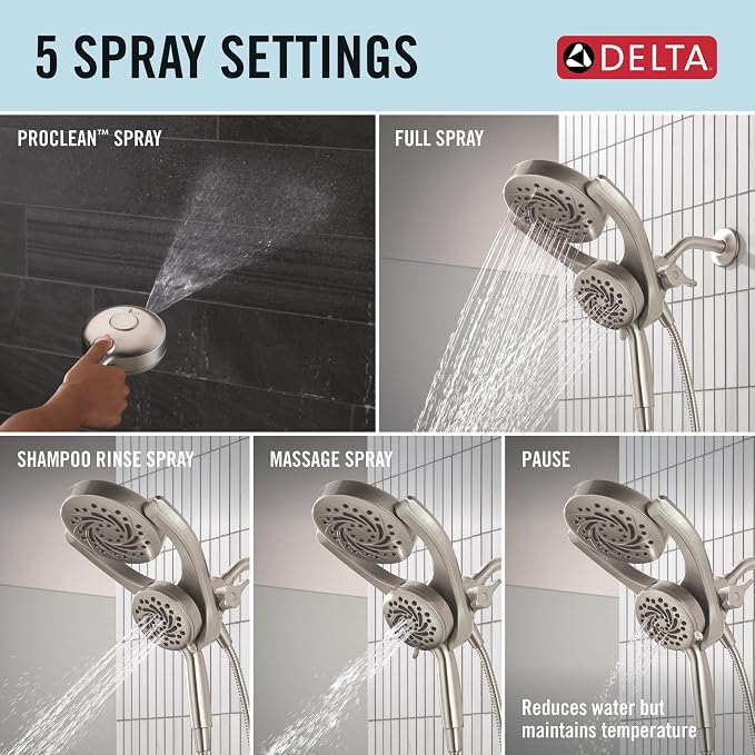 Delta 5-Setting HydroRain 2-in-1 Dual Shower Head - Image 4