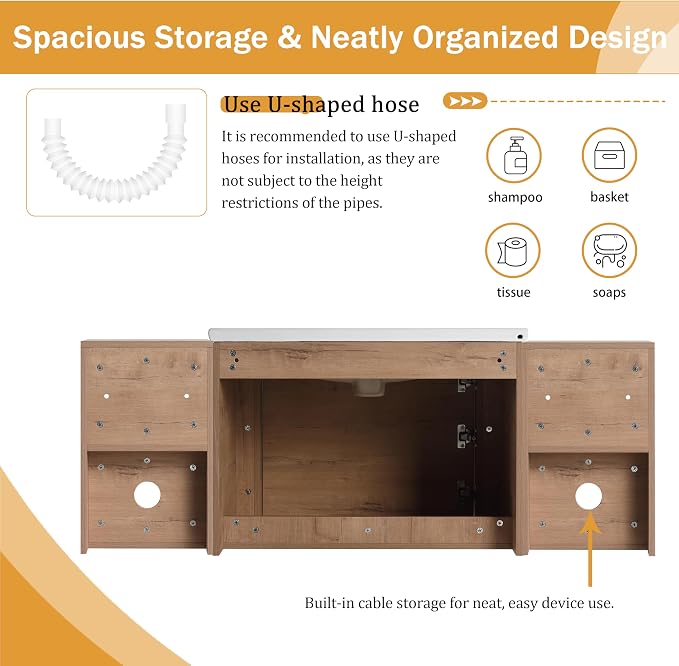 52 Inch Wall-Mounted Vanity - Image 6