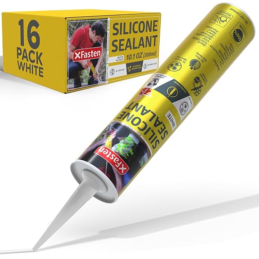 XFasten White Silicone Caulk Bulk 10.1oz Odorless 100% Silicone Paintable by XFasten