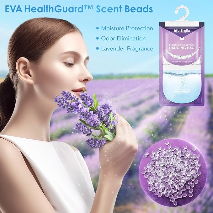 Moisture Absorbers 30 Pack Lavender Fragrance, Hanging Closet Dehumidifier Bags - Image 9