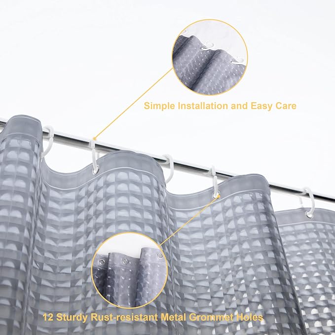 NTBAY EVA Semi-Transparent Clear Shower Curtain - Image 4