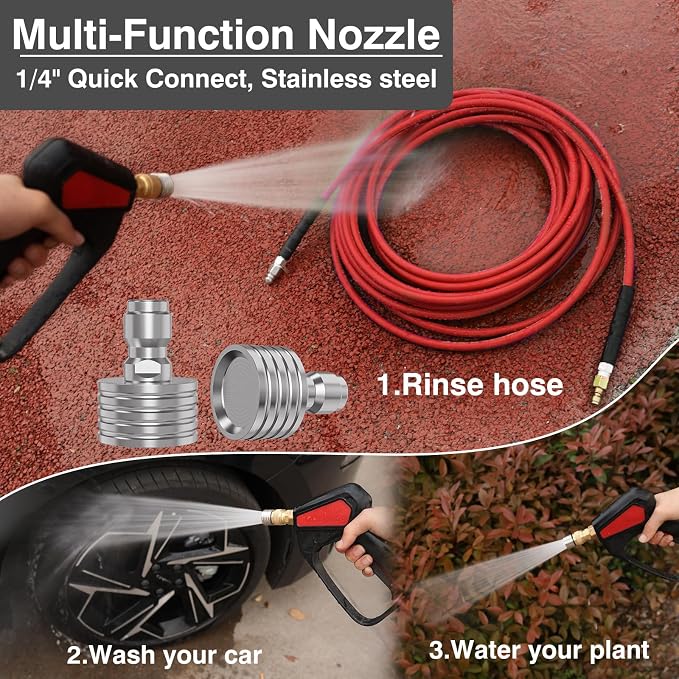 Sewer Jetter Kit 200FT for Pressure Washer, 5800 PSI Drain Cleaner Hose 1/4 - Image 4