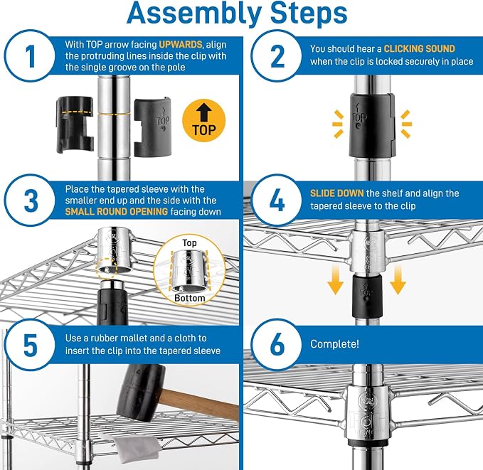 3 Tier Storage Racks Shelving, Heavy Steel Pantry Shelves, Adjustable Wire - Image 7