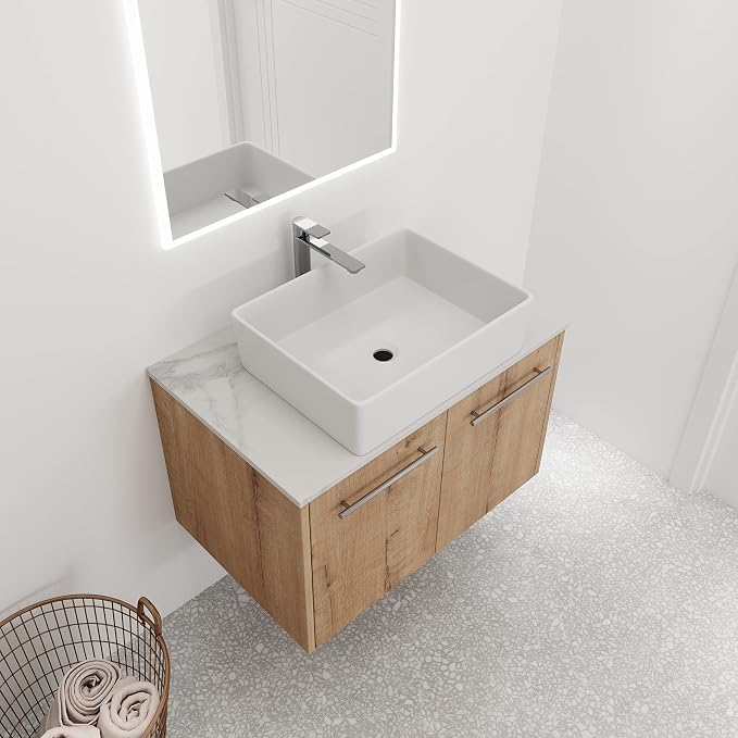 30 Inch Bathroom Vanity with Sink, Modern Wall Mount Floating Bathroom Vanity - Image 4