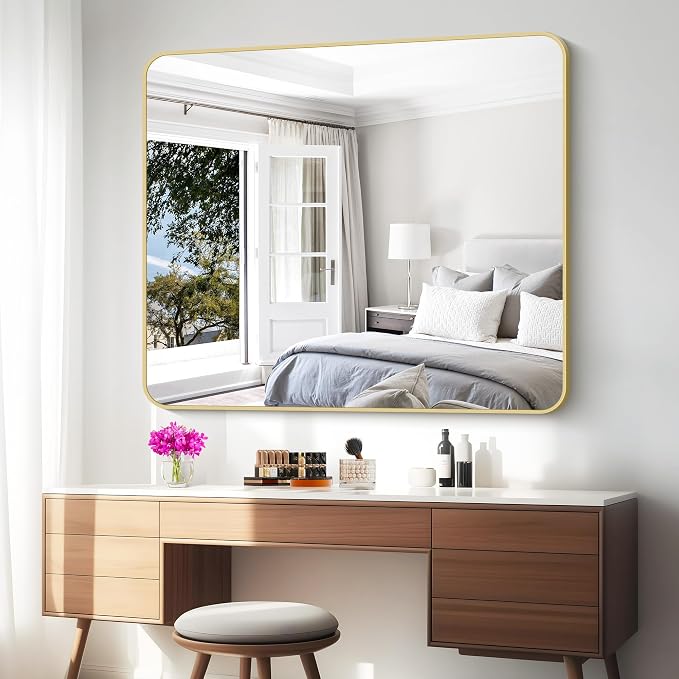 BONEWEI Gold Bathroom Mirror, 40x48 inch Wall Mirror - Image 8