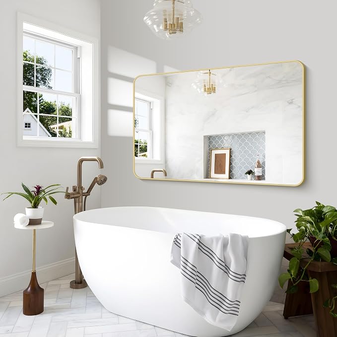 Gold Bathroom Mirror, 55x36 inch Wall Mirror - Image 6