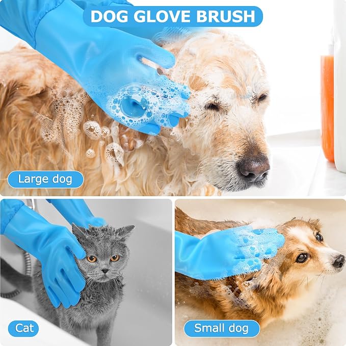 Dog Washing Gloves | Pet Grooming Gloves | Extra Long Arms - Image 5