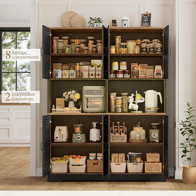 HOSTACK 71" Tall Pantry Cabinet, Large Kitchen Hutch - Image 5