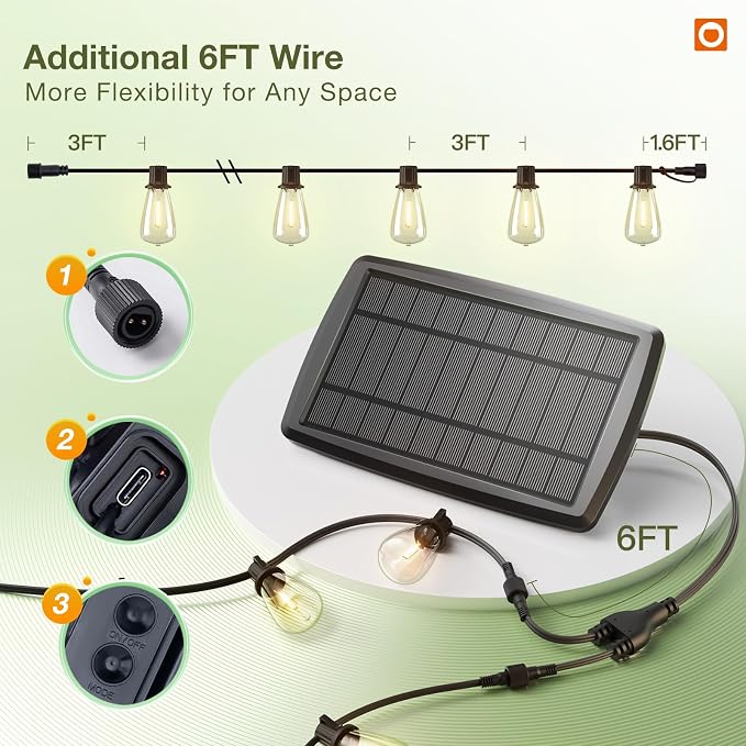 addlon 102 FT Solar String Lights Waterproof, Patio Light Solar Powered - Image 6