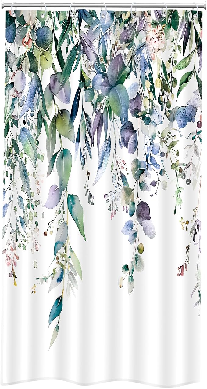 Riyidecor Small Stall Teal Eucalyptus Shower Curtain - Image 5
