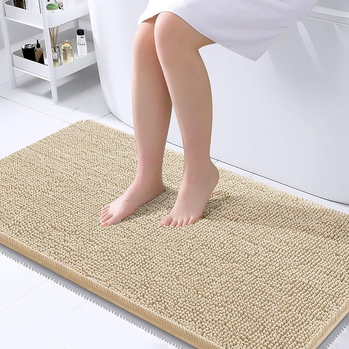 OLANLY Bathroom Rugs 40x24, Extra Soft Absorbent Chenille Bath Rugs, Rubber by OLANLY