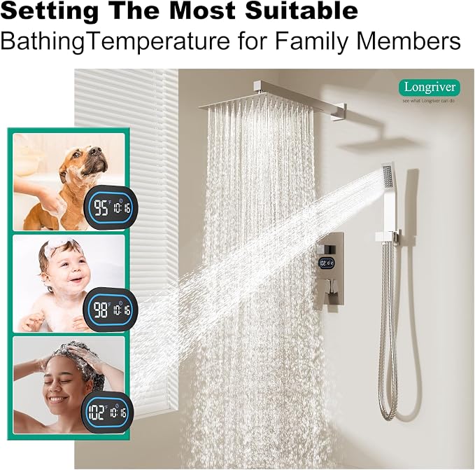 Shower Faucet Set with Hydro Power Temperature Display, Shower System Bathroom - Image 3