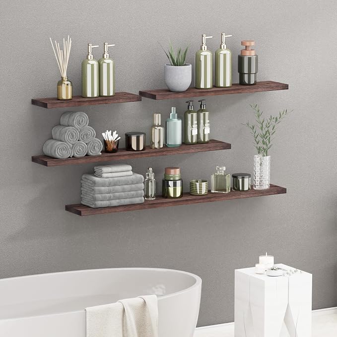 SAUMONIERES Floating Shelves 8 Inch Deep Solid Wood Wide Wall Shelf Set of 1 - Image 6