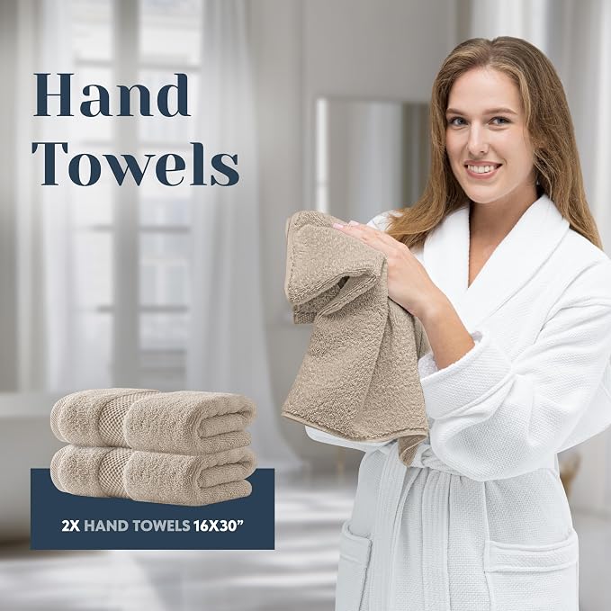 White Classic Luxury Bath Towel Set of 8 Pieces - Image 6