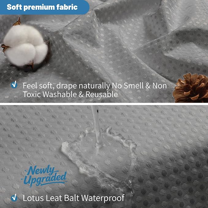 2-in-1 Waterproof Fabric Shower Curtain - Image 4