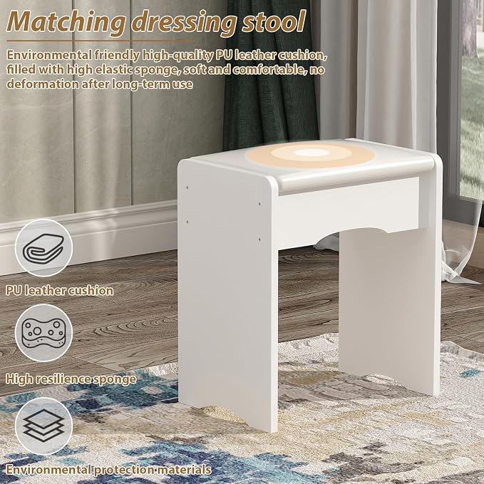 FUFU&GAGA Vanity Set with Rectangular Mirror, Makeup Vanity Dressing Table with - Image 6