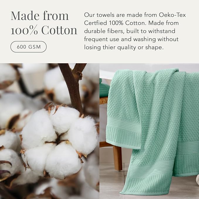 NY Loft 100% Cotton Bath Towel 4 Pack | Super Soft & Absorbent Quick-Dry Bath - Image 4