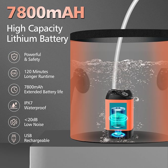 Portable Shower for Camping, 7800mAh Rechargeable Camping Shower - Image 2