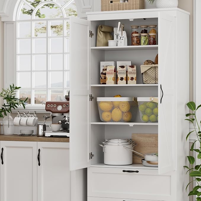 HOSTACK 70" Tall Kitchen Pantry Storage, Barn Doors Pantry Cabinet - Image 6
