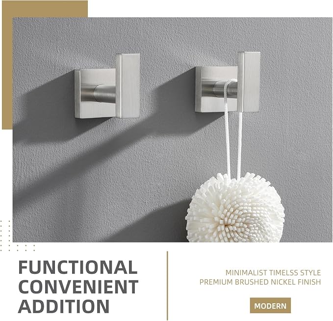 Angle Simple Bathroom Towel Hook 2 Pack, SUS304 Stainless Steel Bath Robe Holder - Image 7