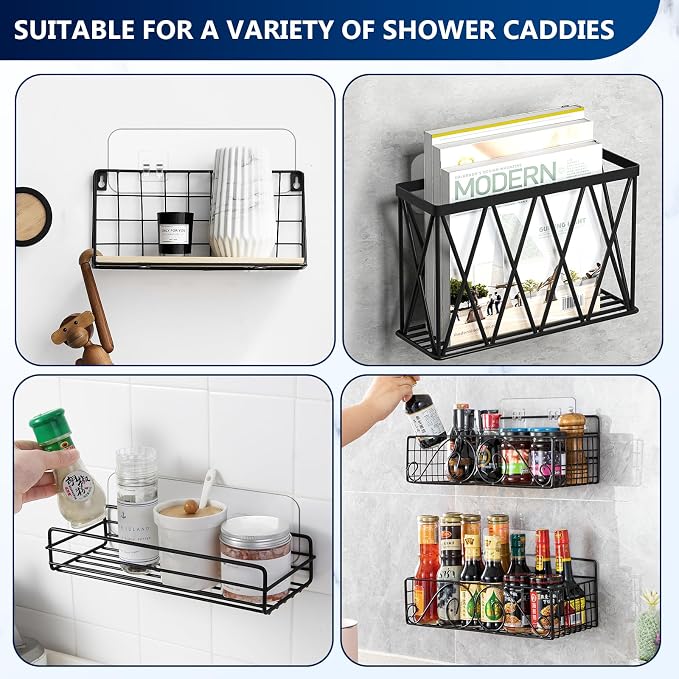 9-Pack Shower Caddy Adhesive Replacement, Transparent Adhesive Hooks Stickers - Image 8