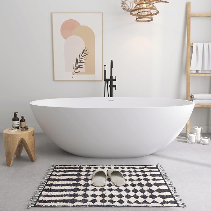 SJ STAR&JANE 71" x 35" SJ STAR&JANE Solid Surface Freestanding Bathtub Stone by SJSTARJANE