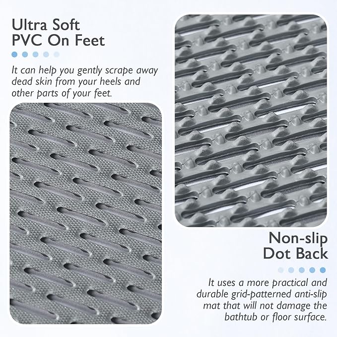 Extra Large Non-Slip Shower Mat, Fast-Dry PVC Bath Stall Tub Mat, Drain-Hole - Image 2