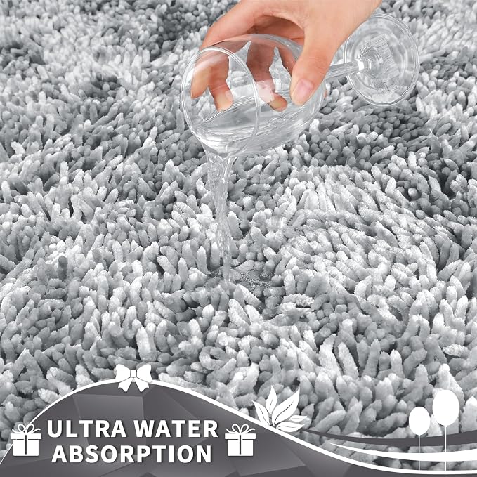 Yimobra Toilet Rugs U Shaped Washable, Extra Thick Soft Absorbent Chenille - Image 4