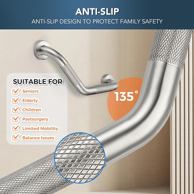 Grab Bars for Bathtubs and Showers- 1-1/4 x 16 Angled Shower Grab Bar for - Image 6