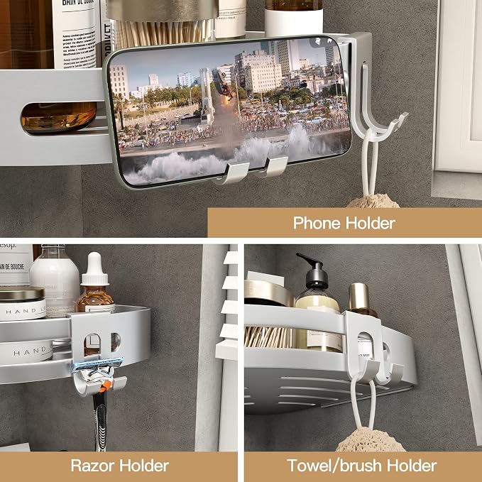 VOLPONE Shower Corner Shelf Caddy 2 Pack shower Organizer No Drill Shower - Image 3