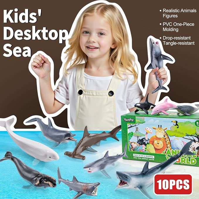 10PCS 5-6" Sea Animal Toys for Toddlers, Bath Ocean Animal Whale Shark - Image 9