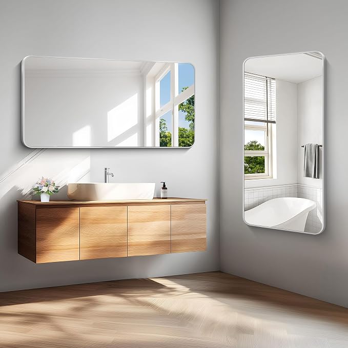 BONEWEI Silver Bathroom Mirror, 24x48 inch Wall Mirror - Image 5