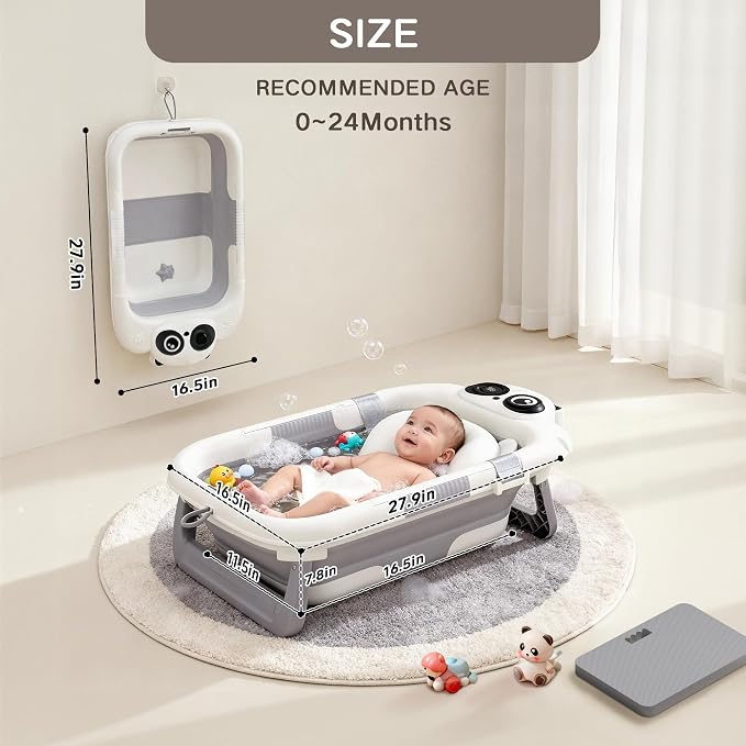Collapsible Baby Bathtub for Newborn to Toddler, Portable Baby Bath Tub for - Image 2
