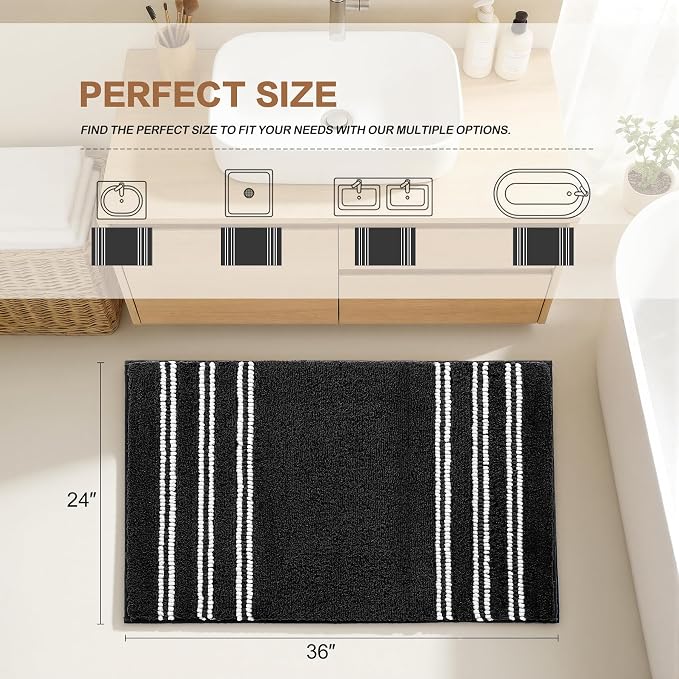 Kmson Bathroom Rugs Mat, Non-Slip Fluffy Thick Water Absorbent Microfiber Mat - Image 2
