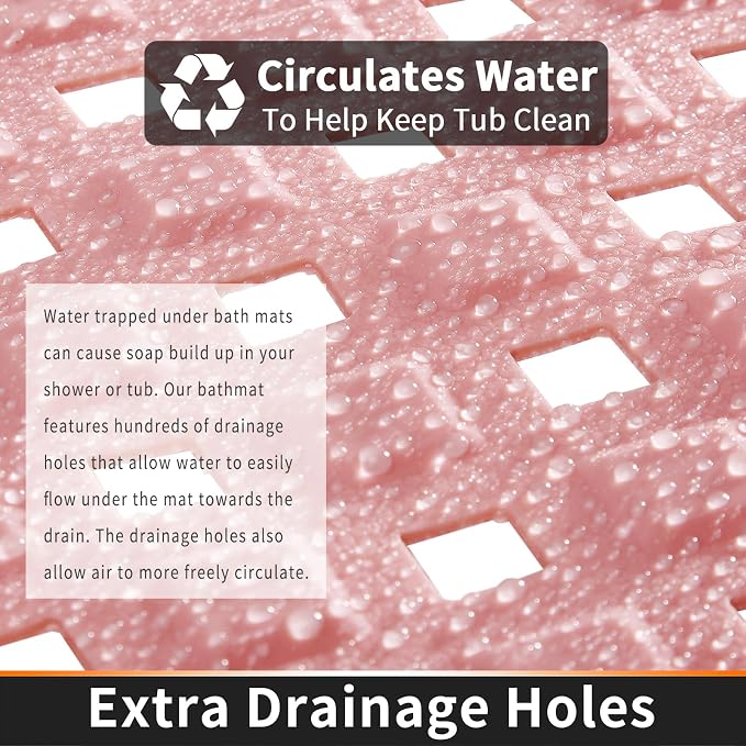 Yimobra Non Slip Bath Mat, Super Strong Suction Cups, 34.5"x15.5"Long Tub Mat - Image 3