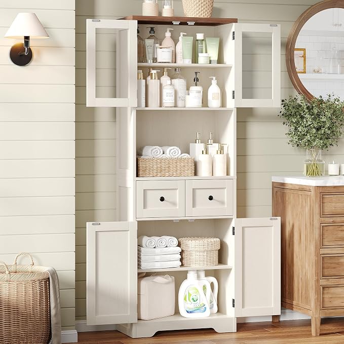 67" Tall Farmhouse Bathroom Storage Cabinet - Image 6