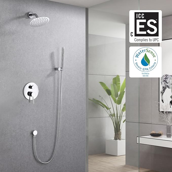SUMERAIN Rain Shower System, Wall Mounted Bathroom Shower Faucet Set - Image 2