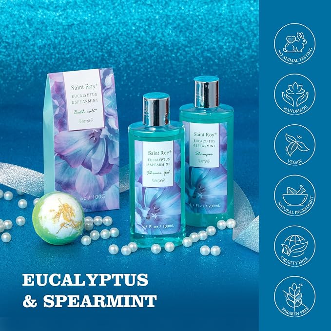 Bath and Body Basket Set Luxury EUCALYPTUS & Mint Spa Gift Basket - Image 6