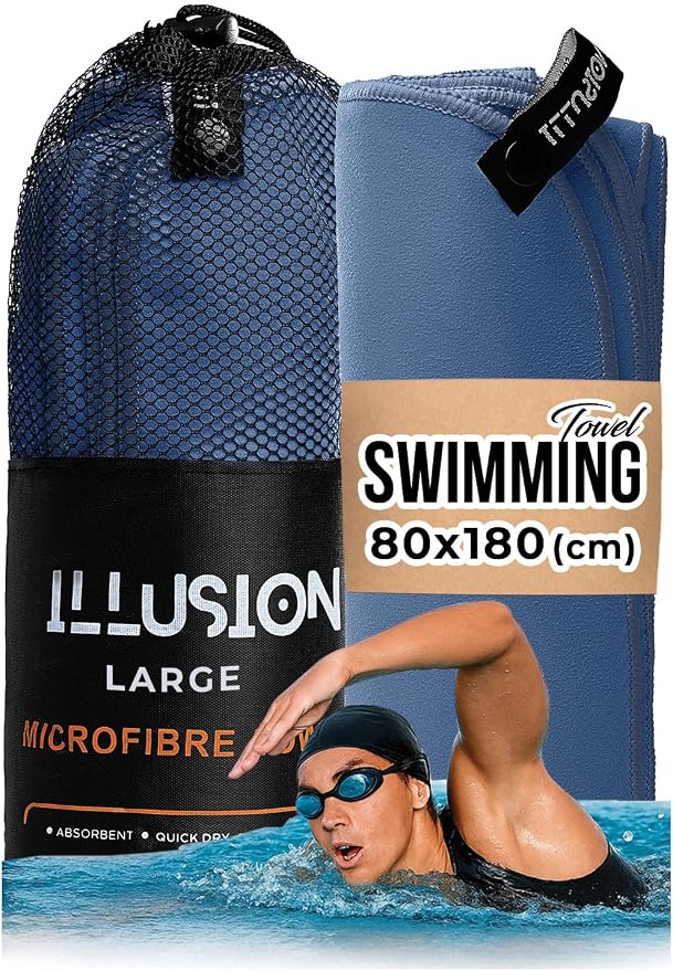 illusion Extra Large Microfibre Swimming Towel–Compact, Lightweight & Quick Dry by Unknown