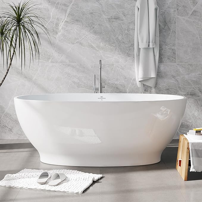 FerdY Koh Samui 65" Freestanding Bathtub, Elegant Oval Shape, Double Walled by FerdY