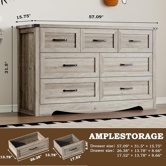 7-Drawer Dresser for Bedroom, Modern Wooden Chest of Drawers - Image 2