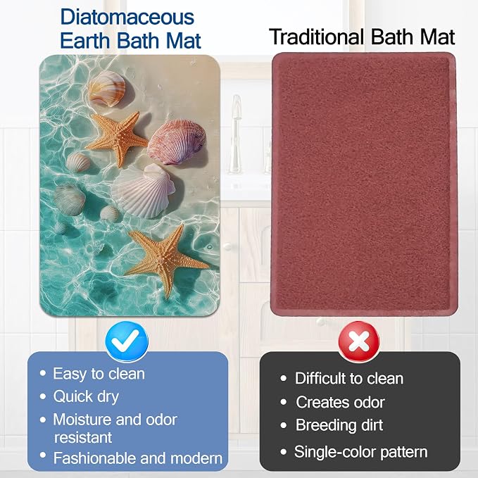 Elightvap Starfish Seashell on Beach Bathroom Mat Quick Drying Non Slip Bath - Image 5