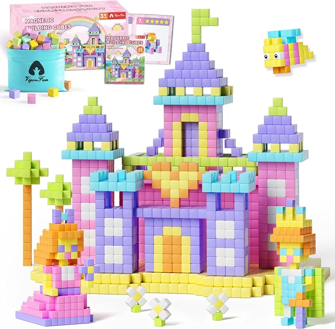 65 PCS Magnetic Blocks Set, STEM Educational Preschool Sensory Toys by Vigorfun