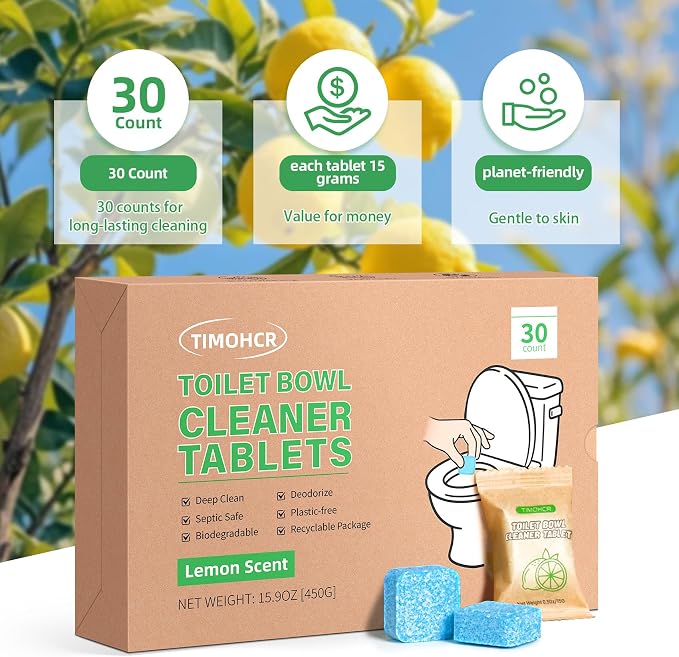 Toilet Bowl Cleaner Tablets 30 Big Pack Fast Dissolve Plastic-free Septic Safe - Image 6