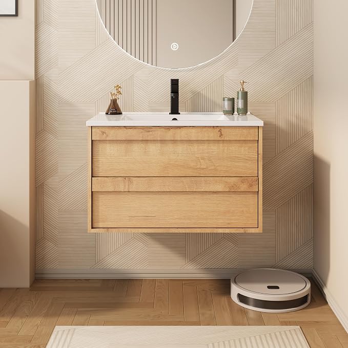 eclife 30" Floating Bathroom Vanity Sink Combo, Wall Mounted Modern Minimalist by eclife