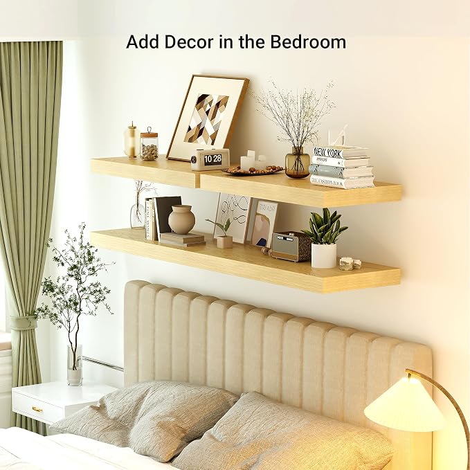 Heimlove 24 x 12 Inch Deep Floating Shelves Wall Mounted - Image 4