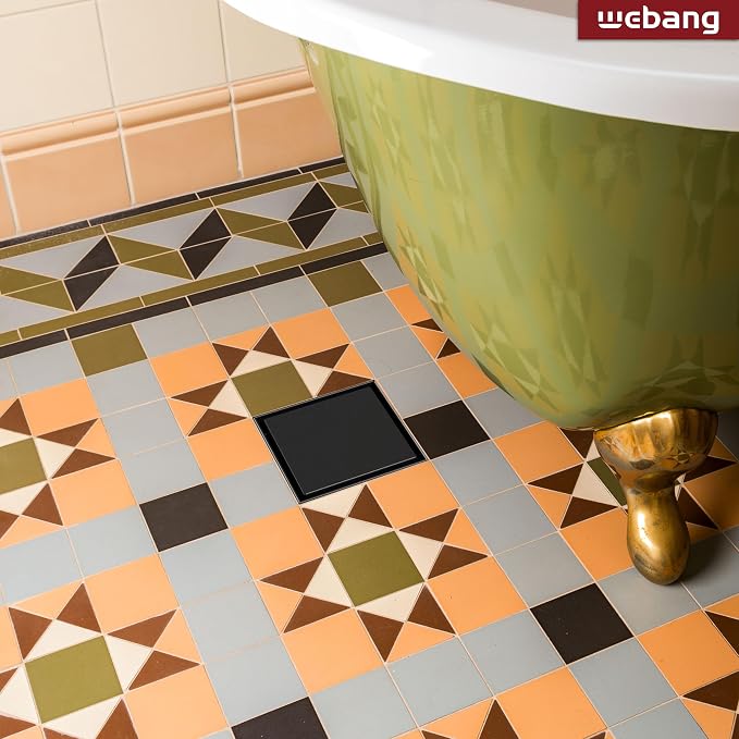 WEBANG 4 Inch Square Shower Drain Black Floor Drain - Image 6