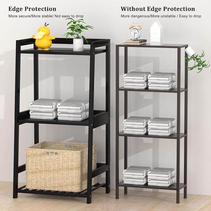 3 Tier Bamboo Bathroom Shelves, Ladder Shelf - Image 4